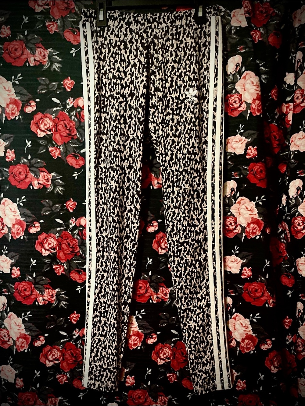 adidas Leopard-Print Leggings with White Side Stripes